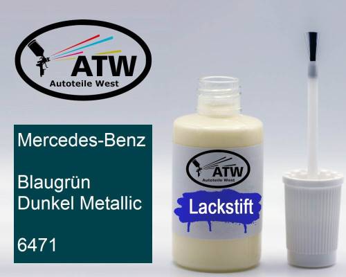 Mercedes-Benz, Blaugrün Dunkel Metallic, 6471: 20ml Lackstift, von ATW Autoteile West.